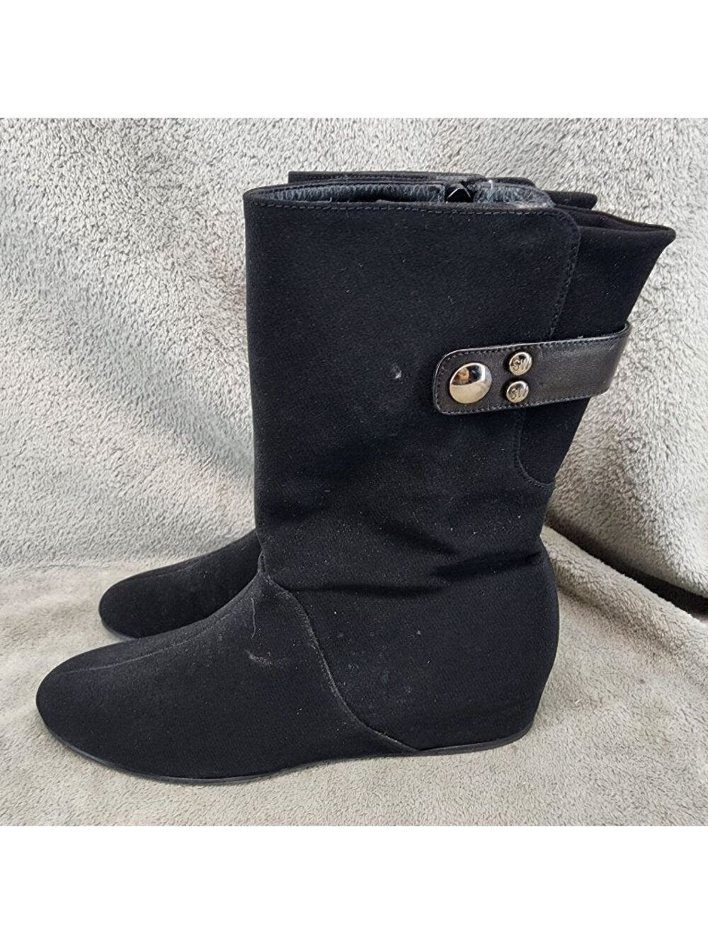 Stuart Weitzman Shoes Womens Size 9 Narrow Black Suede Hidden Wedge Boots *Read*